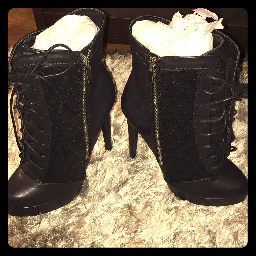 Black quilted leather boots